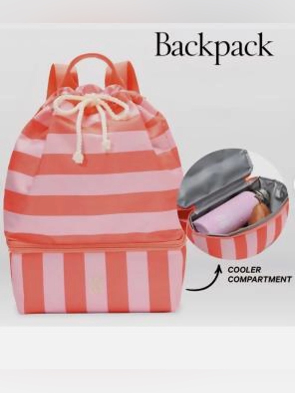 Victoria’s Secret striped drawstring canvas bag and cooler